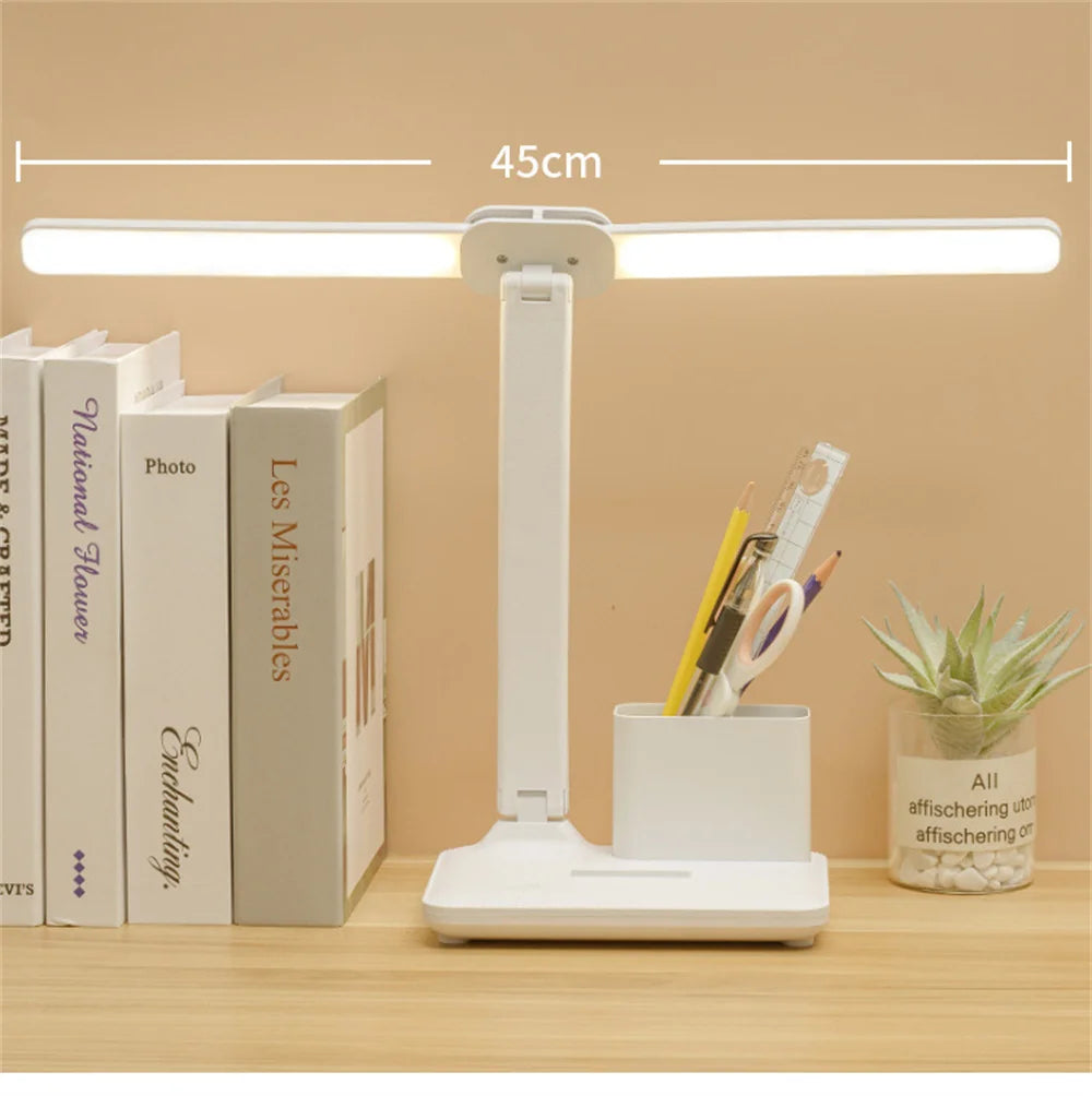 LED Desk Lamp with Clock & Temperature Display – USB Rechargeable Touch Control Reading Light