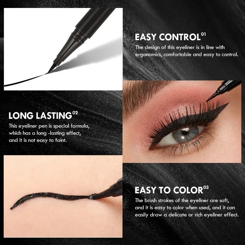 Set 3 pcs eyeliner liquide – formule résistante à la sueur, noir, séchage rapide, pour un maquillage des yeux parfait