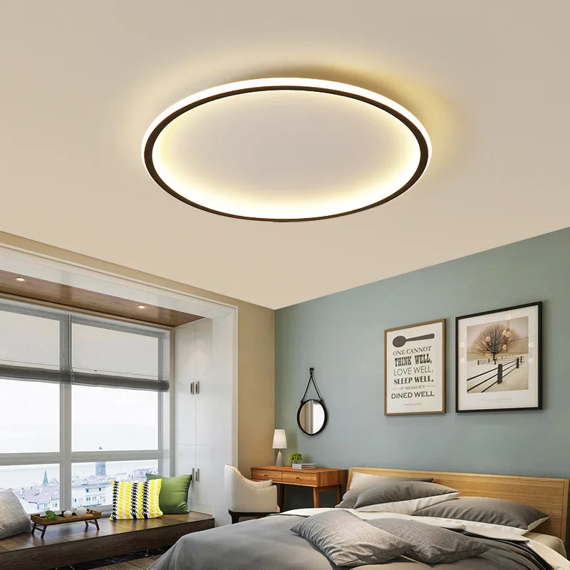 Modern LED Ceiling Light – Circular Flush Mount Fixture for Living Room, Bedroom & Hallway