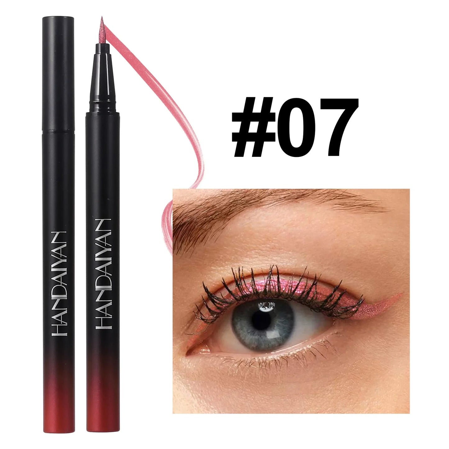 Eyeliner Liquide Diamant — brillant, waterproof, séchage rapide, fini métallique argent et or, perlé, effet soyeux, illumine le regard