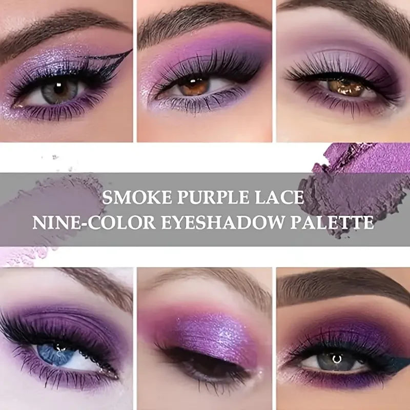 Palette fards à paupières violet et rose – 9 à 18 couleurs, waterproof, mat et scintillant, smoky pour festival