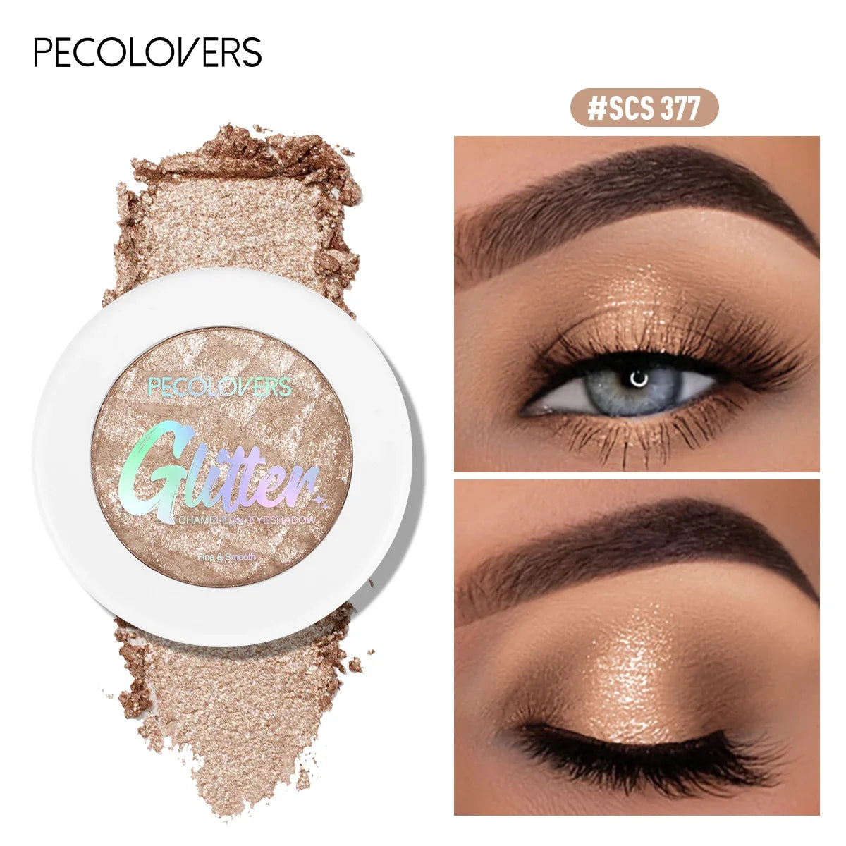 **« Palette fard à paupières monocrome – Nacré blanc, brillant et pailleté »**