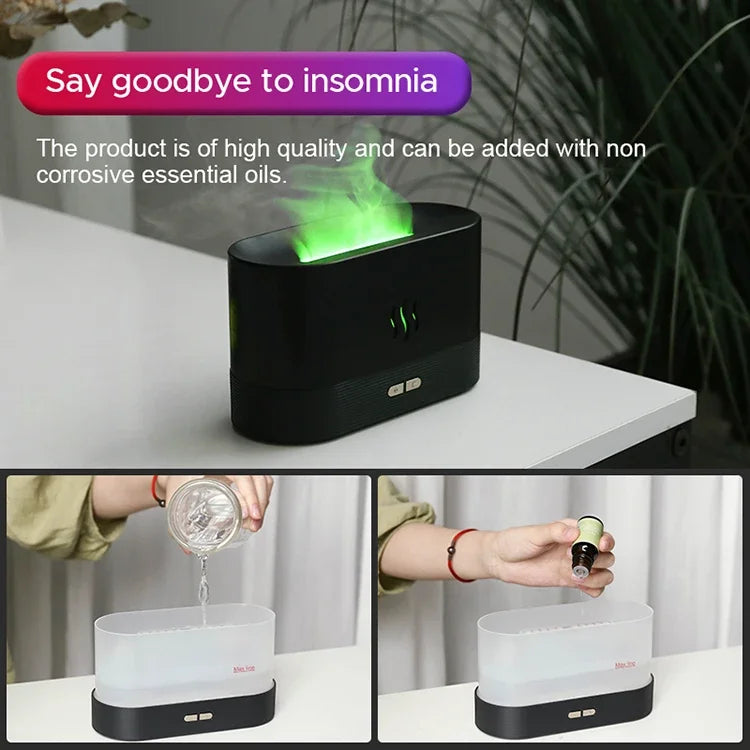 USB Flame Aroma Diffuser – 7 Color LED Humidifier & Essential Oil Aromatherapy Lamp