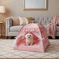 Foldable Princess Pet Bed – Floral Cat & Dog Tent House with Removable Cushion
