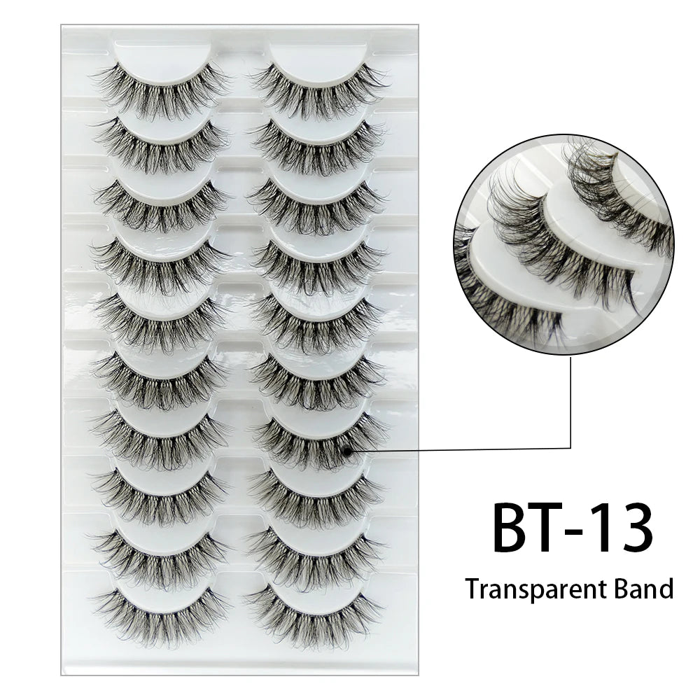 7 à 10 paires de cils – Cils 3D naturels, longs et volumineux, doux et légers – Faux cils sans cruauté pour maquillage