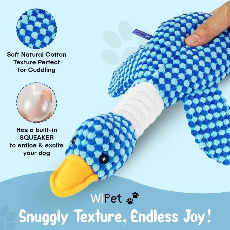 Blue Goose Plush Pet Toy – Squeaky Chew Toy for Dogs & Cats