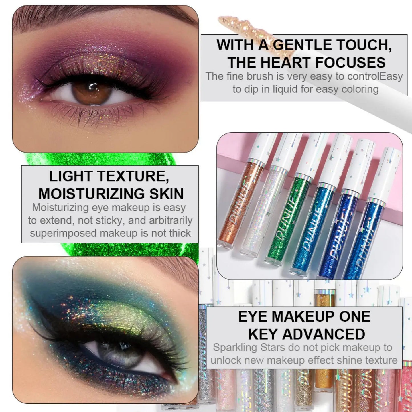 1 pièce : Eyeliner et fard à paupières liquides brillants, colorés, à séchage rapide, longue tenue et waterproof