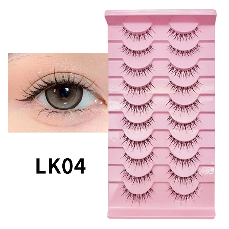 10 paires de cils naturels – Cils manga en bande complète, maquillage – Vente en gros, dropshipping, extensions de cils, faux cils style anime