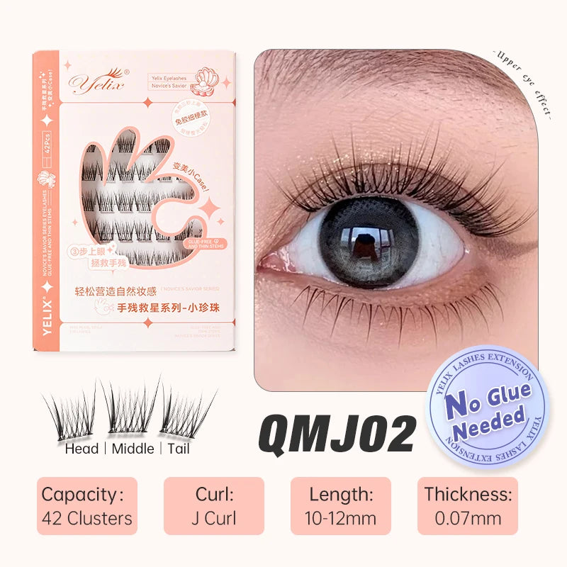 Cils en grappes – Faux cils auto-adhésifs sans colle, naturels et doux – Personnalisables, étiquette privée et logo personnalisé