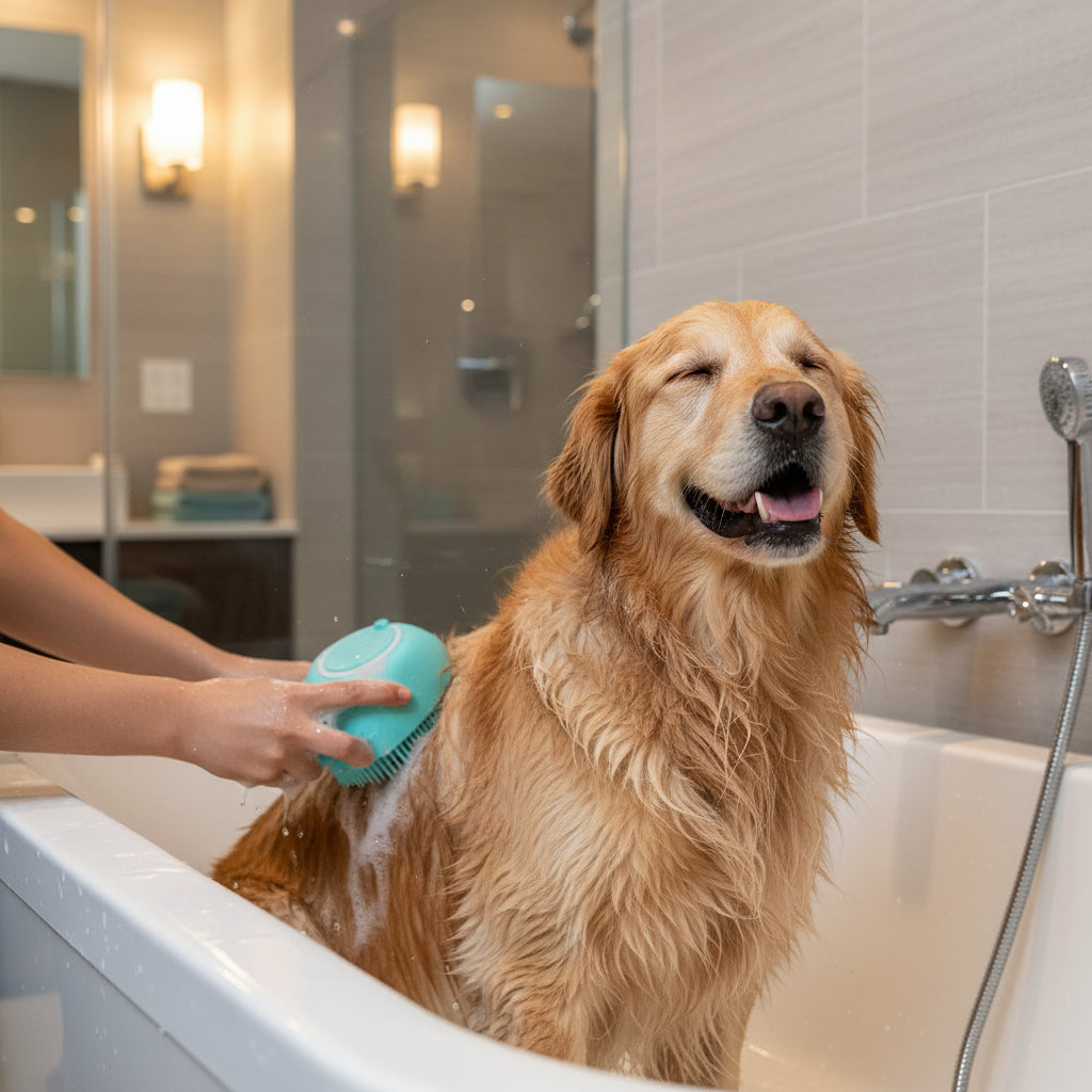 Silicone Pet Bath & Massage Brush Gloves – Grooming Tool for Dogs & Cats