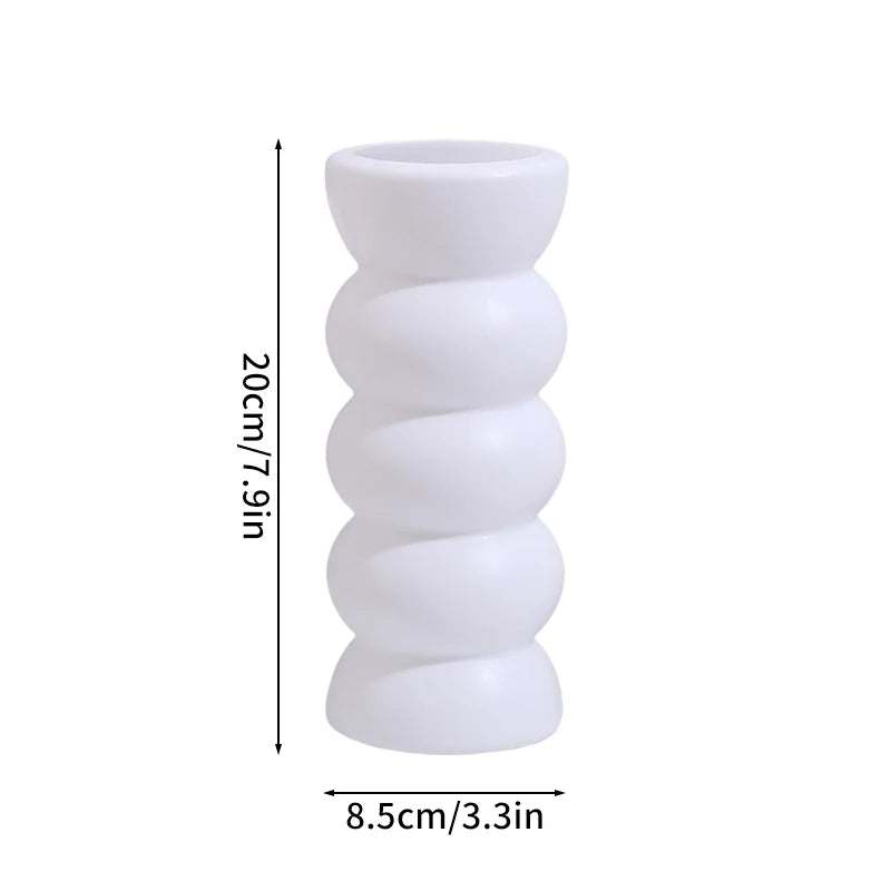 Modern White Decorative Vase – Minimalist Flower Vase for Home & Table Decor