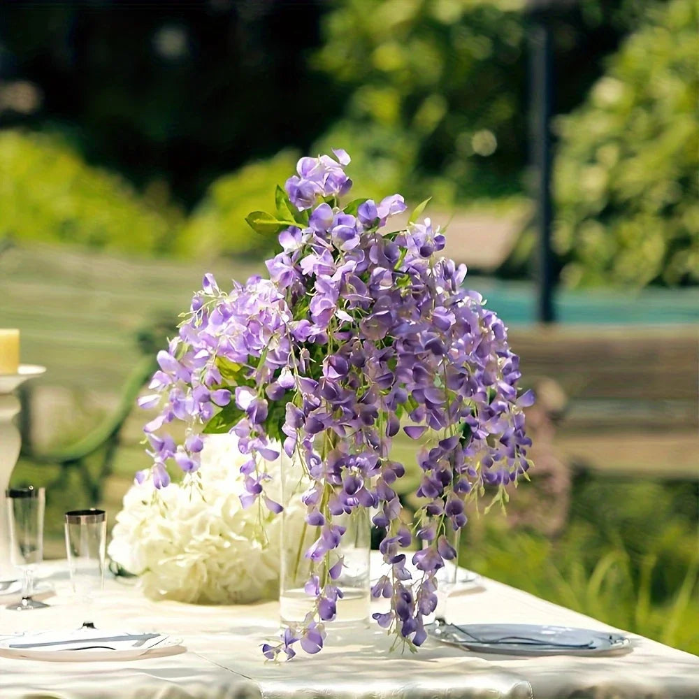 12PCS Artificial Wisteria Vine Flowers – Hanging Silk Floral Garland Set