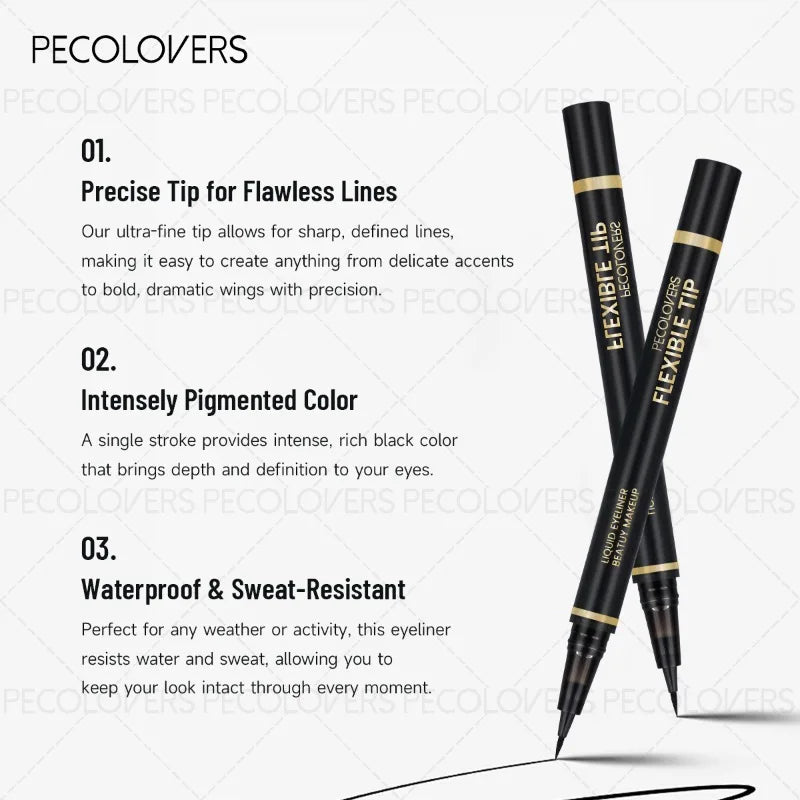 Set 5 pcs eyeliner noir – séchage rapide, waterproof et résistant à la sueur, anti-bavure, maquillage des yeux