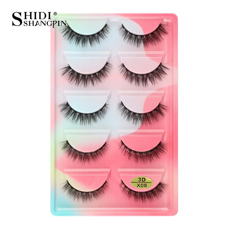 3 à 5 paires – Cils en vison 3D naturels, longs et doux, courts – Faux cils faits main, outil de maquillage pour extension de cils
