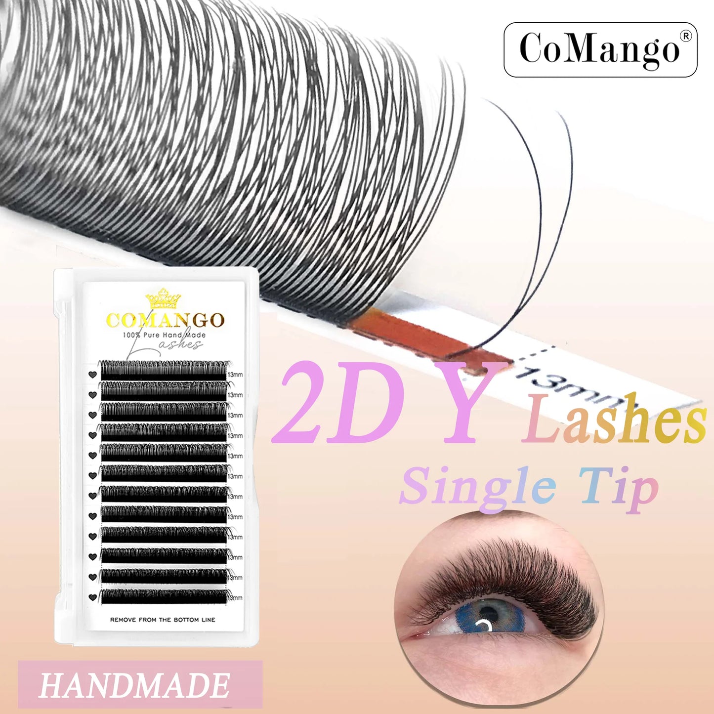 Extensions de cils 1D/2D Y-Lash en faux mink — courbures C/D Curl, effet volume russe naturel