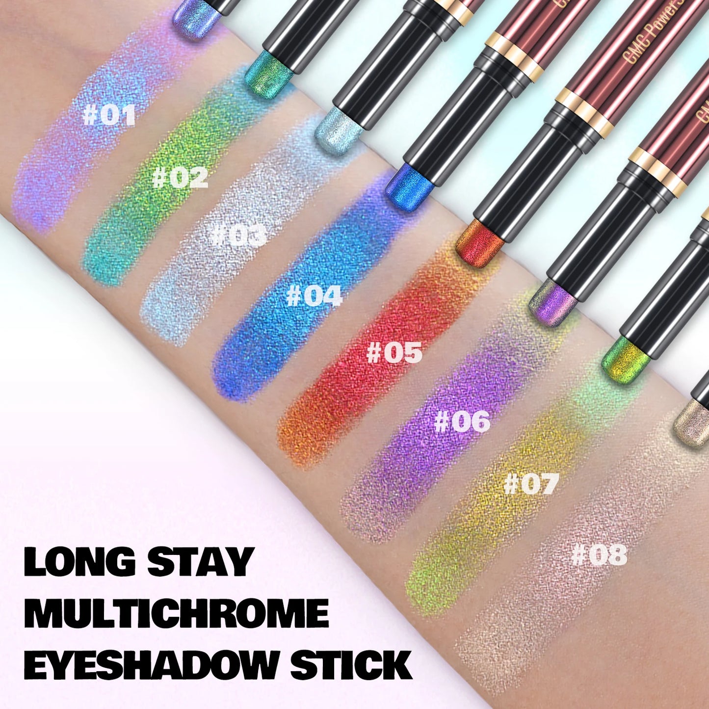 Crayon fard à paupières  double embout, multichrome pailleté, waterproof, maquillage professionnel