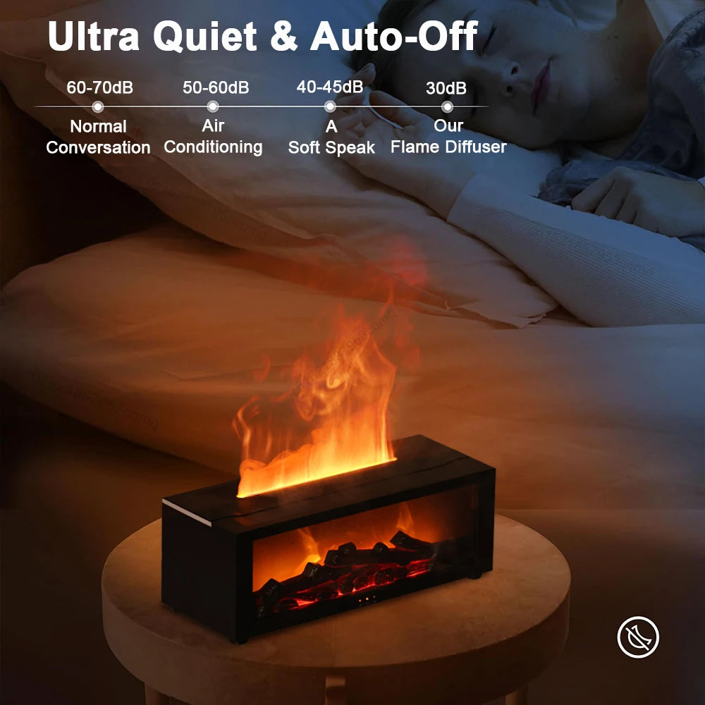 Flame Aroma Diffuser with Remote Control – LED Essential Oil Humidifier for Home