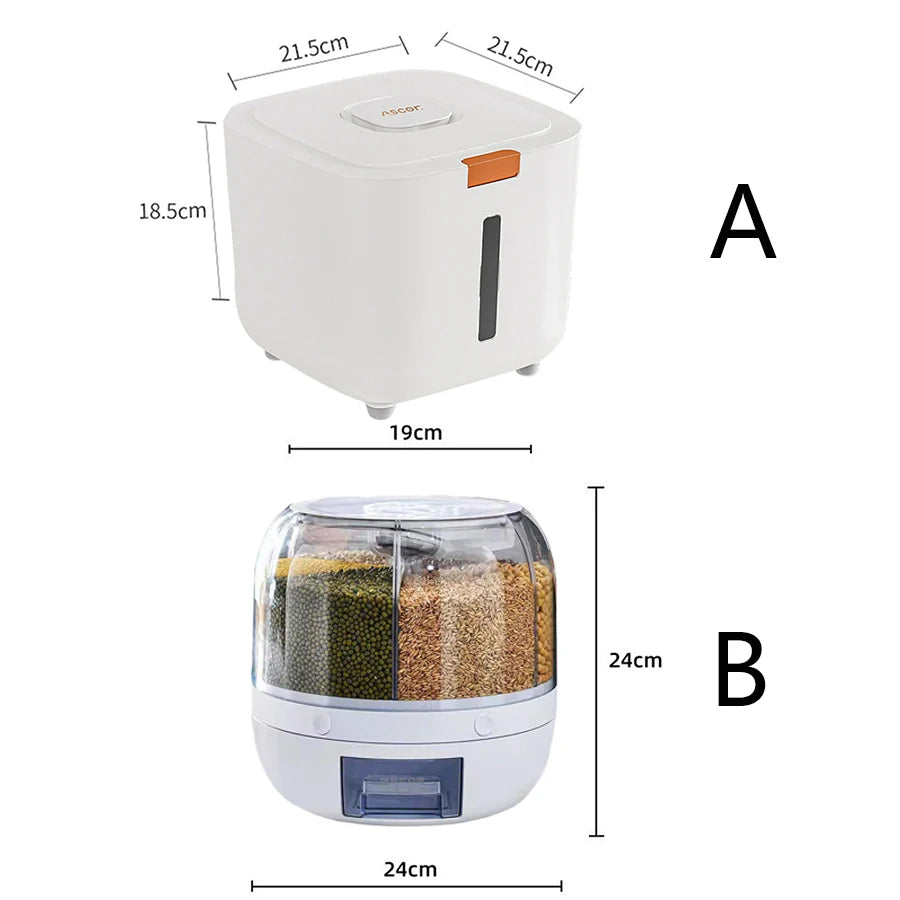 360° Rotating 6-Grid Food Dispenser – Airtight Kitchen Storage Container