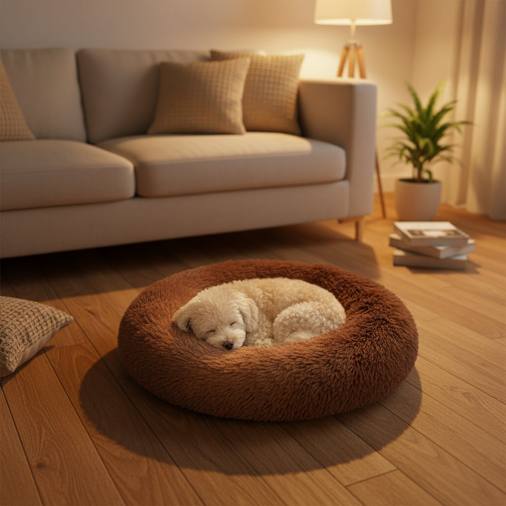 Plush Round Pet Bed – Ultra Soft Warm Dog & Cat Bed