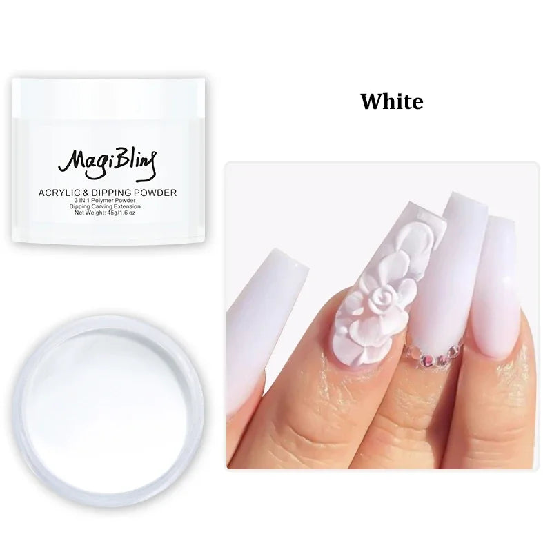 45g Large Acrylic Powder Red Brown Color Nail Extension Tip Engraving 3D Pattern Dust Powder Manicure Professional Nail Supplies