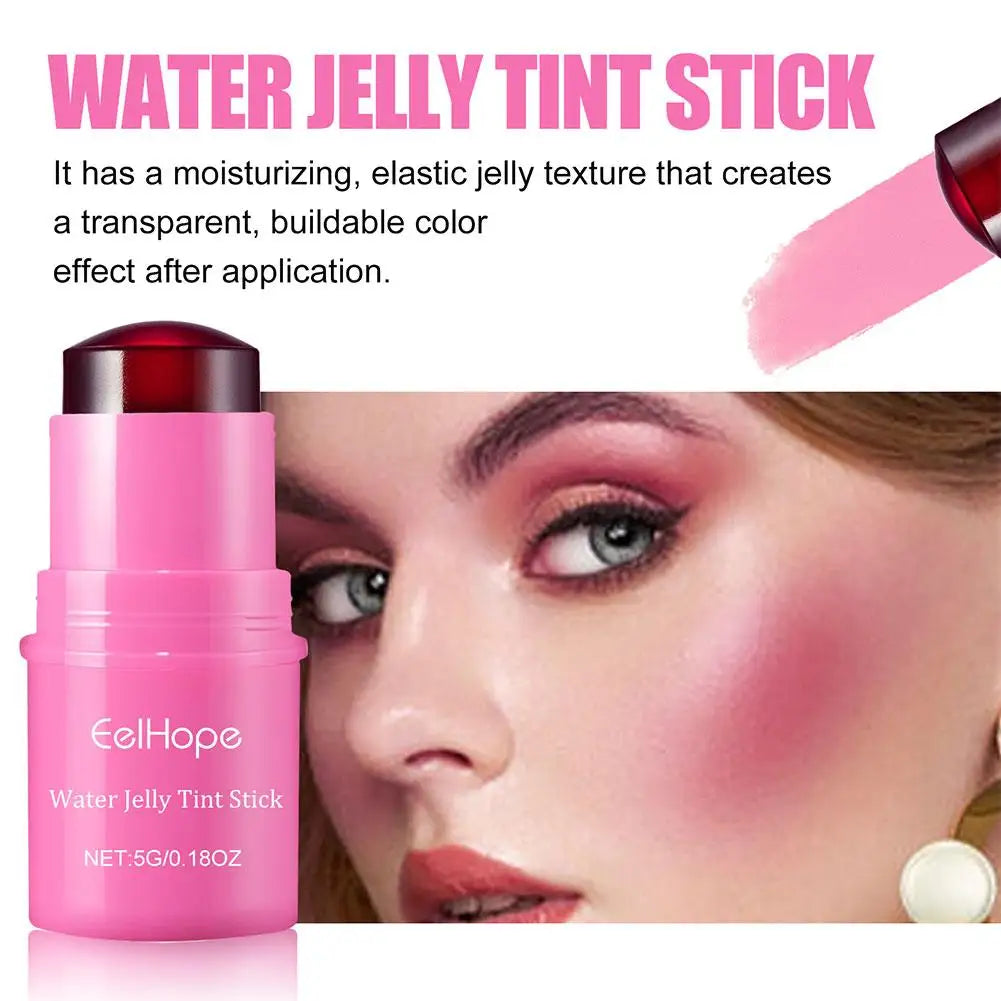 Blush stick 3 en 1 – Teinte hydratante pour joues et lèvres, crème éclatante pour yeux, joues et lèvres – Texture jelly aqueuse, finition matte, contouring maquillage