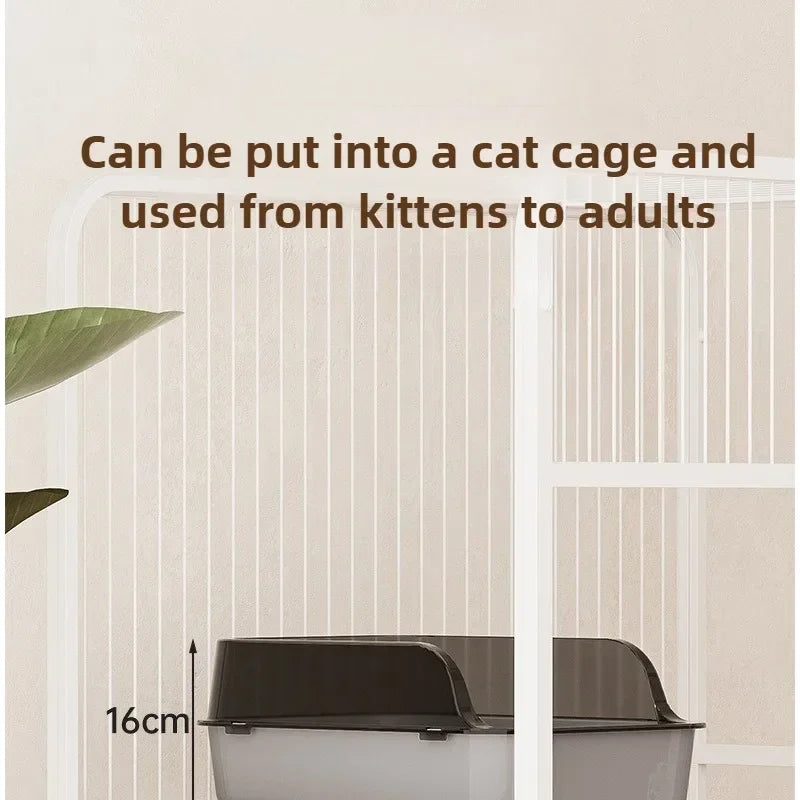 Semi-Covered Cat Litter Box – Anti-Tracking Pet Toilet with Scoop