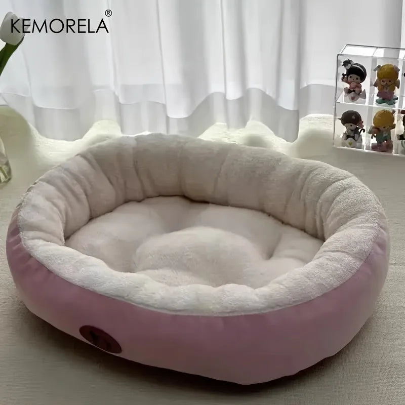 Cozy Oval Plush Pet Bed – Thickened Snuggle Bed for Cats & Small Dogs