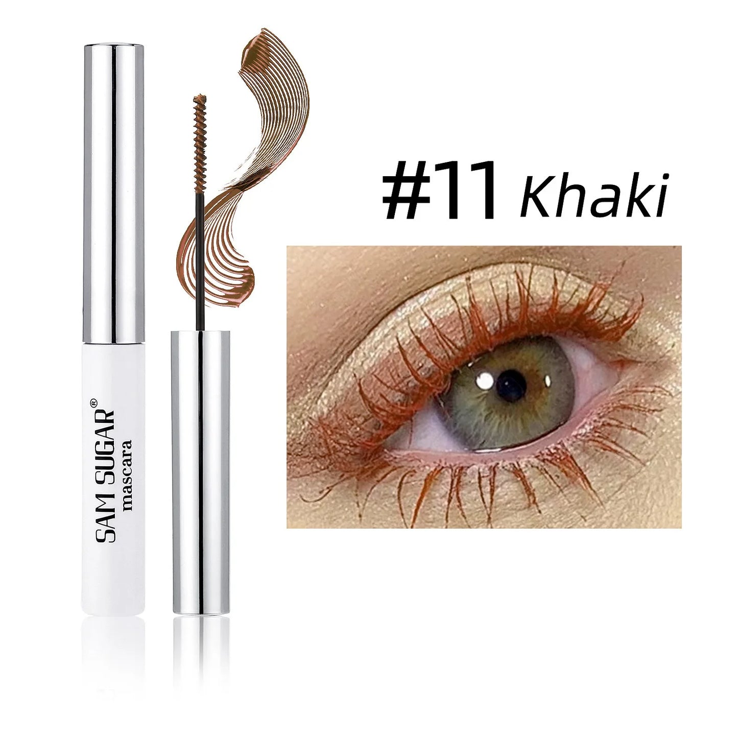 Mascara fibres de soie coloré brosse ultra-fine allongeant cils waterproof séchage rapide vert et rose