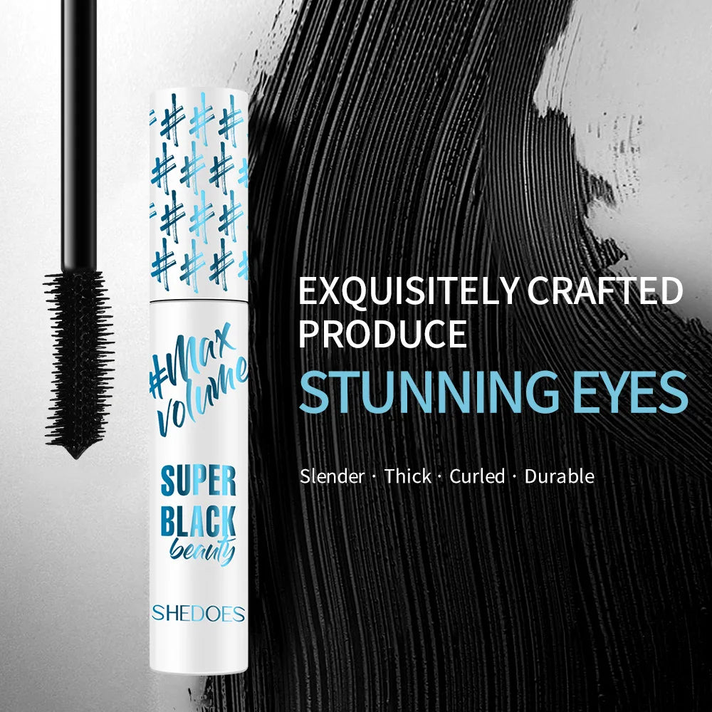 Mascara noir waterproof allongeant cils fibres de soie épais maquillage yeux femme cadeau