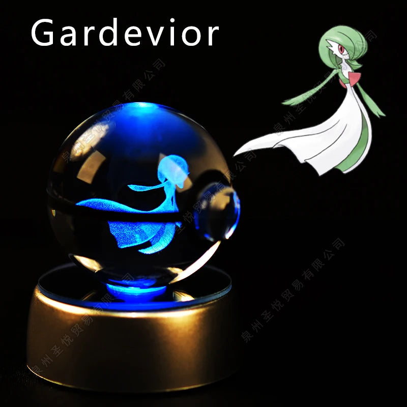 3D Pokémon Crystal Ball Night Light – Pikachu, Gengar & Mewtwo LED Glass Lamp