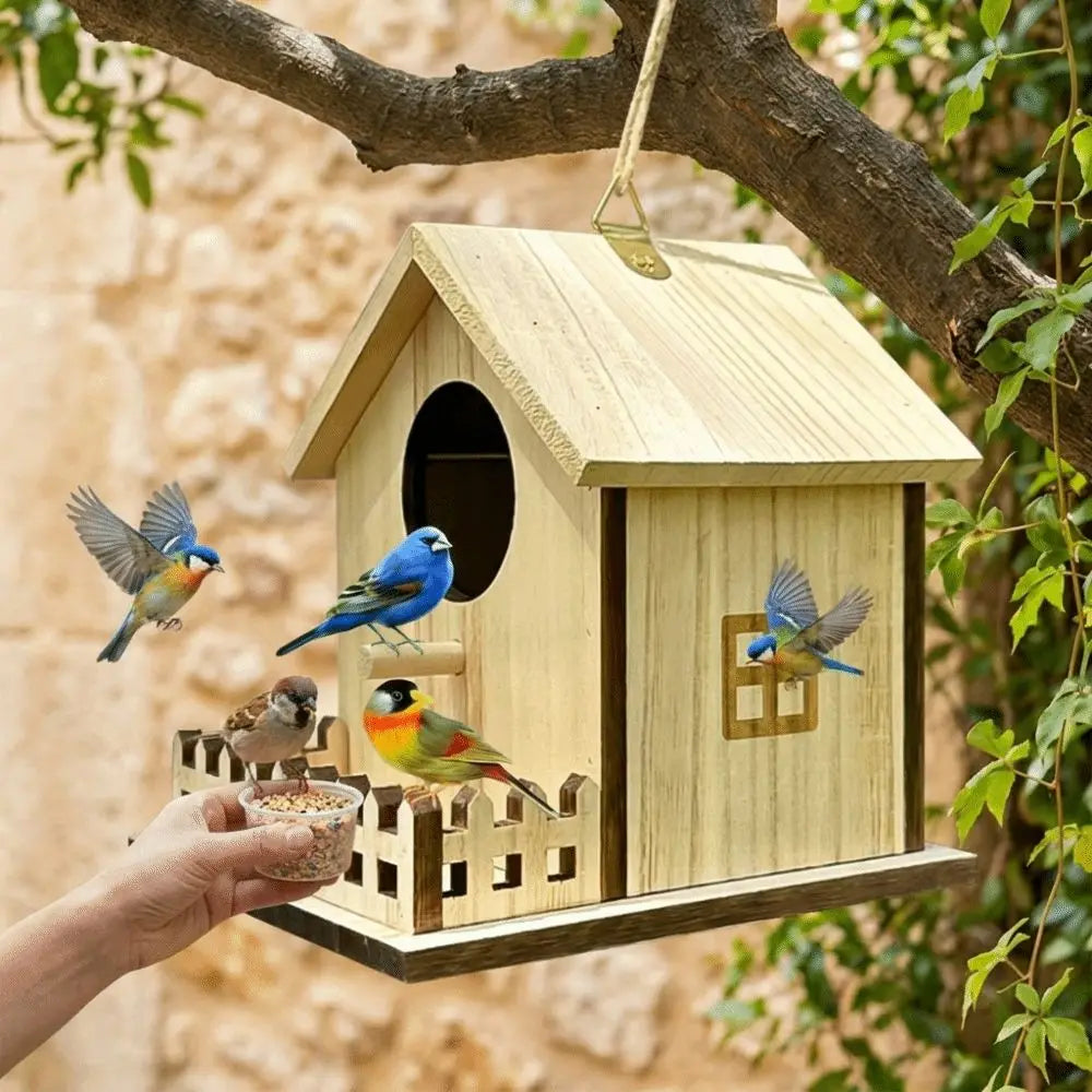 Wooden Bird House – Hanging Breeding & Nesting Box for Birds