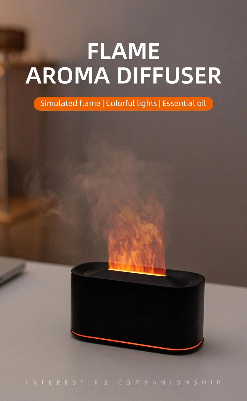Flame Aroma Diffuser – Colorful LED Essential Oil Humidifier for Home & Relaxation