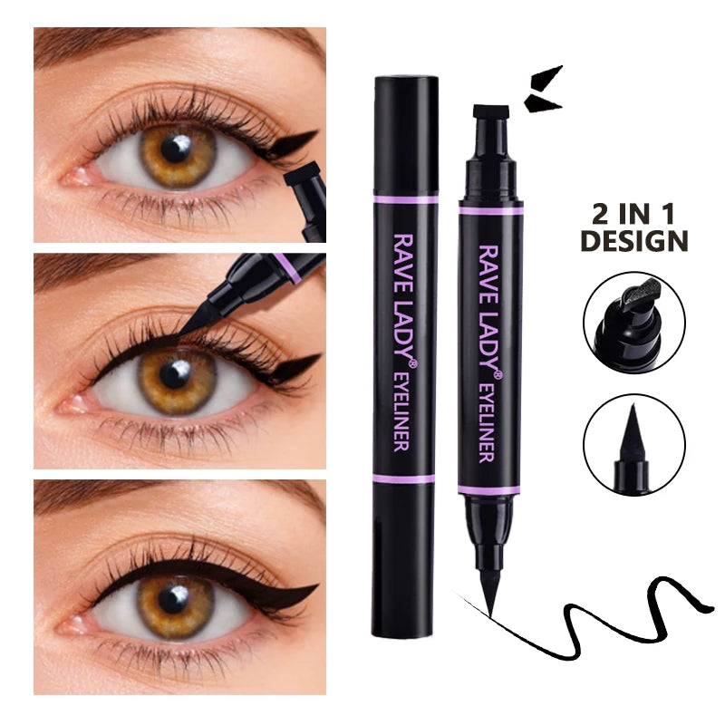 Crayon eyeliner liquide double embout, waterproof, séchage rapide, longue tenue - Maquillage pour les yeux