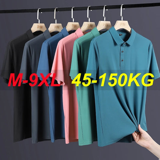 Été grande taille 7xl 8xl 9xl Polo hommes séchage rapide glace soie respirant Polo hommes surdimensionné affaires Polo marque vêtements