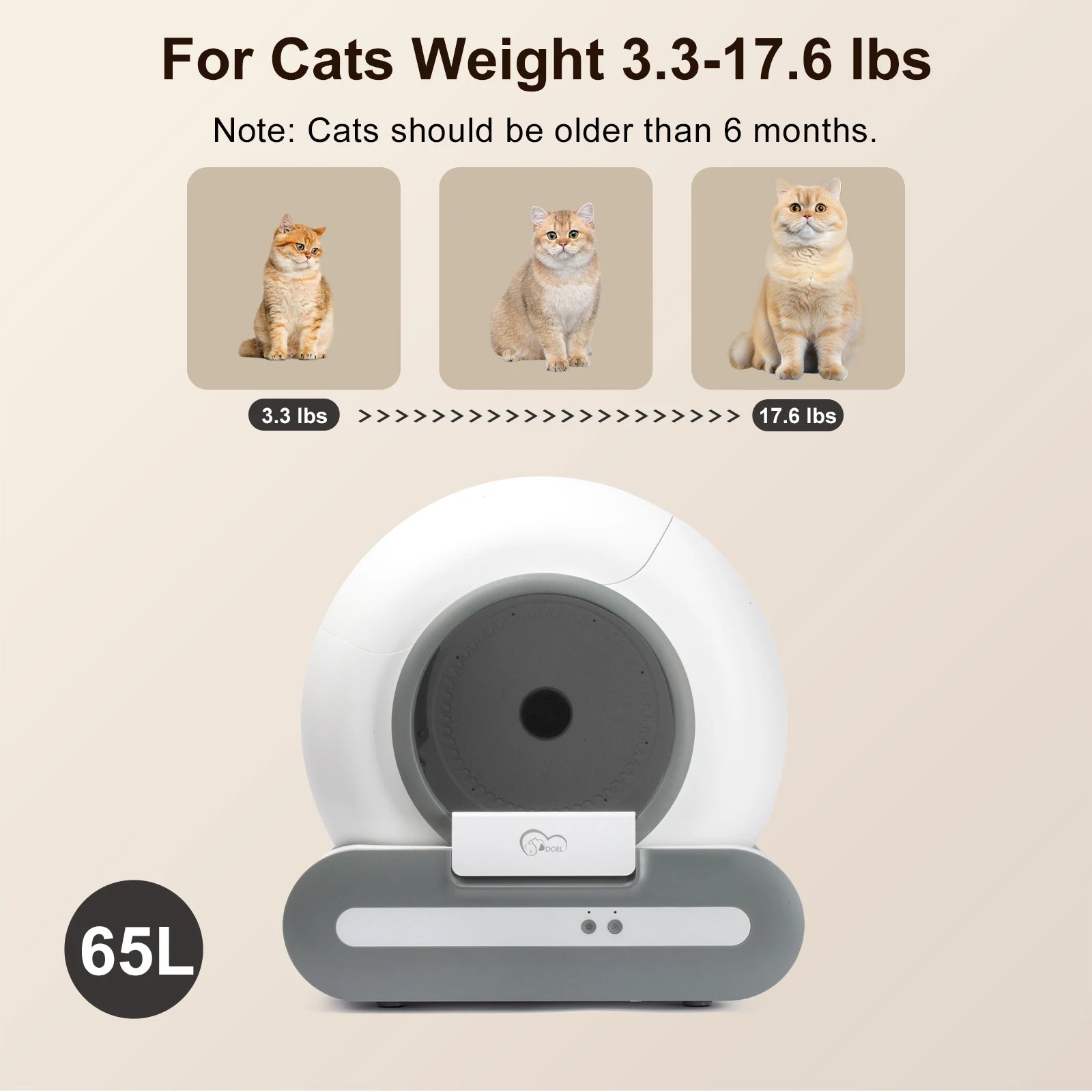 65L Self-Cleaning Cat Litter Box – Smart App-Controlled Automatic Litter Box