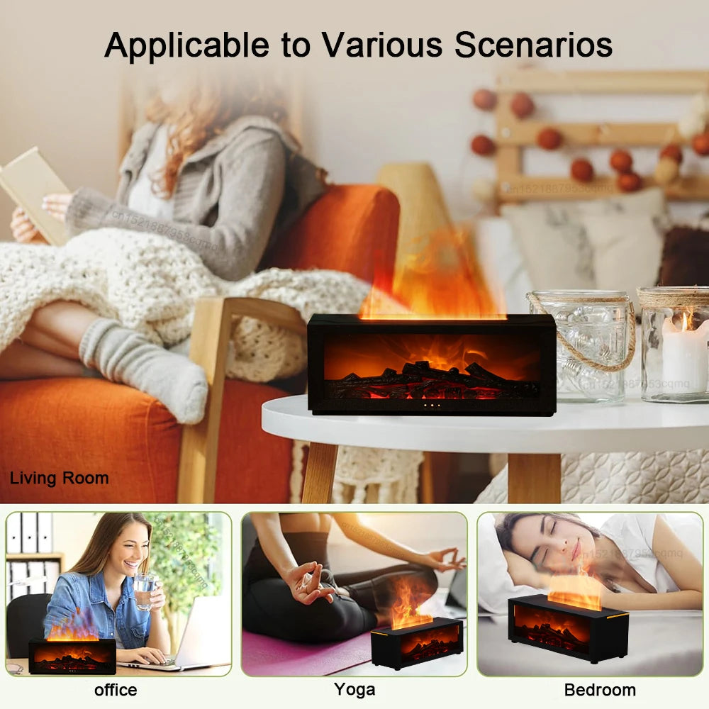 Flame Aroma Diffuser with Remote Control – LED Essential Oil Humidifier for Home