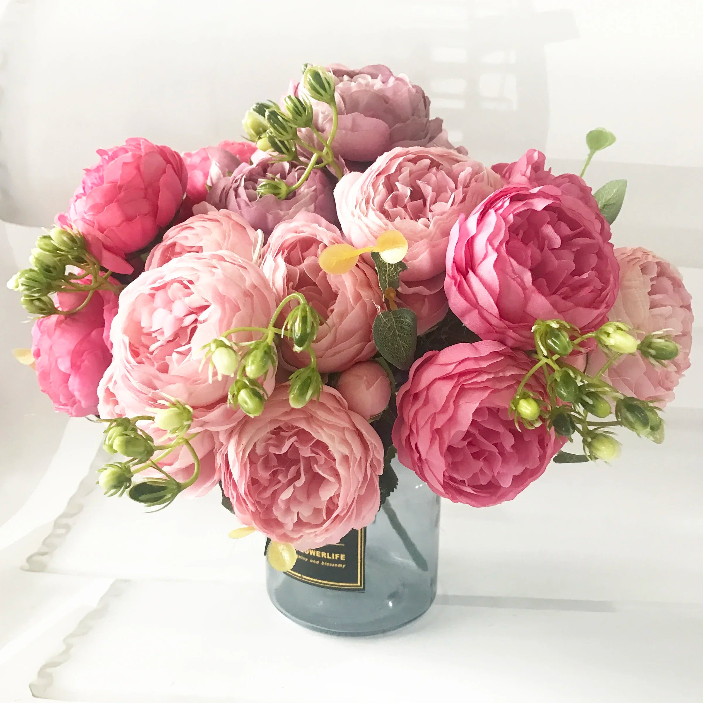 30CM Silk Peony Bouquet – Artificial Pink Flowers for Home & Wedding Décor