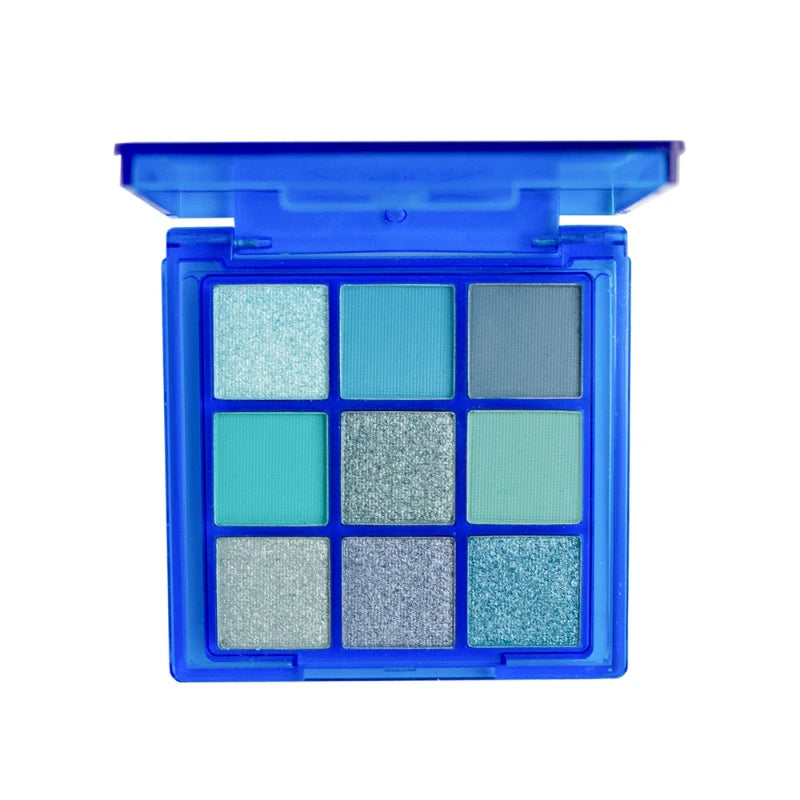 Palette fards à paupières 9 cases – Multicolore, pailleté, nacré et mat, scintillant et longue tenue, maquillage pour femmes