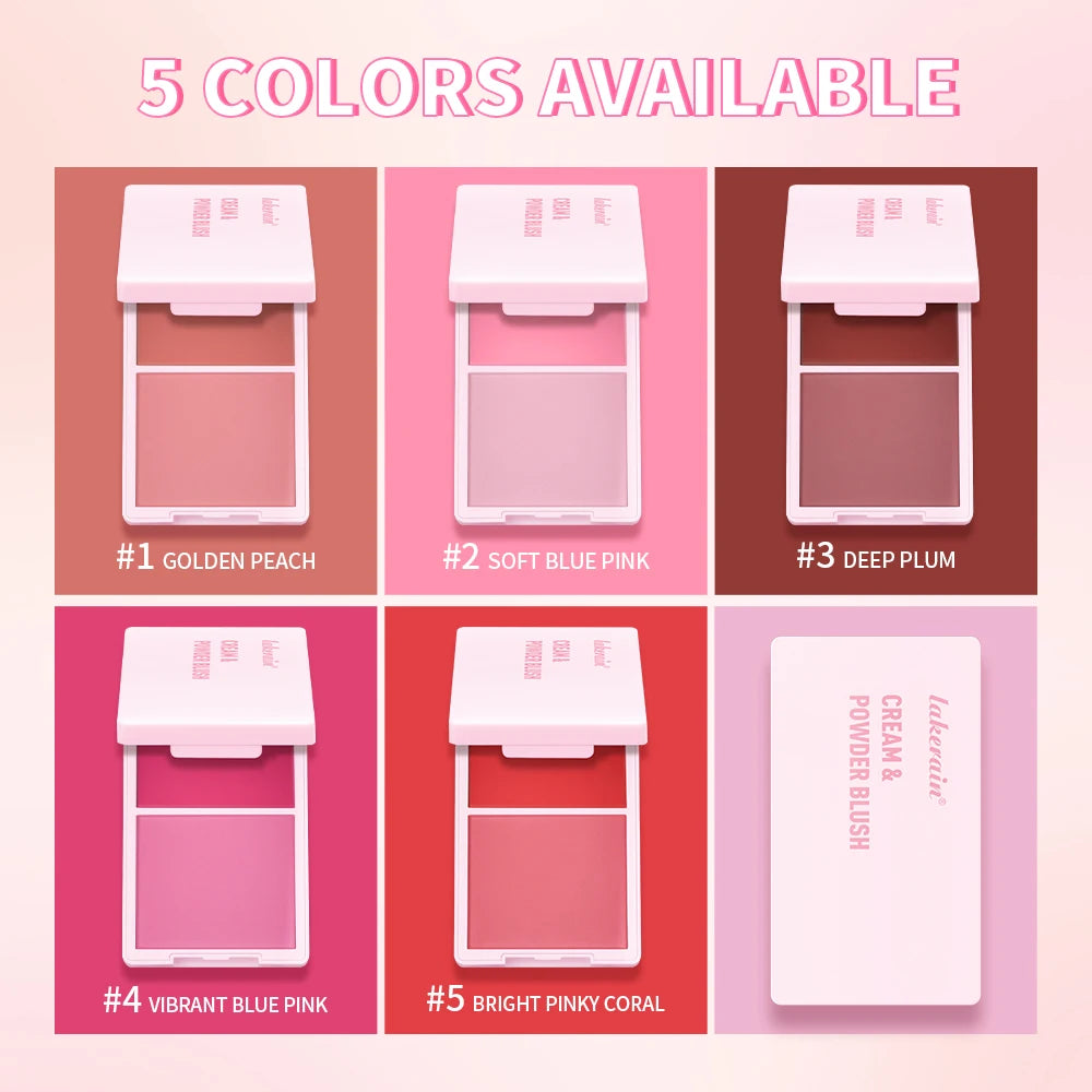 Blush— Crème-Poudre, Fini Mat, Maquillage Rose en Pan, Longue Tenue, Haute Pigmentation, Blush Naturel Mat Duo, Cosmétiques