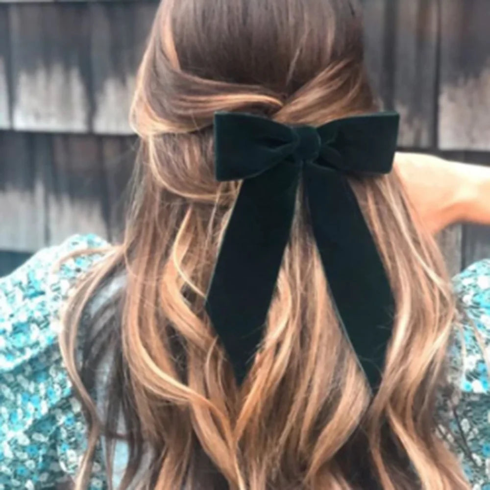 « Barrettes Femme – Nœud Velours, Noir & Rouge »