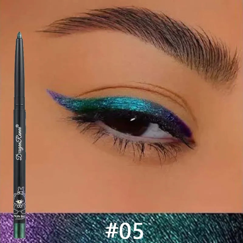 Stylo Gel Eyeliner caméléon, imperméable, brillant, chromé, ombre à paupières, crayon à paillettes, perle, vert, or, couché, ver à soie, maquillage pour les yeux