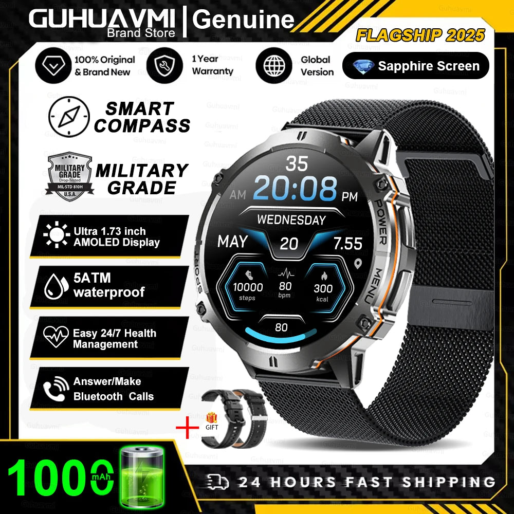 T-rex 3 qualité militaire 1000mAh batterie montre intelligente 10ATM étanche GPS boussole altimètre appel AMOLED hommes natation sport Smartwatch