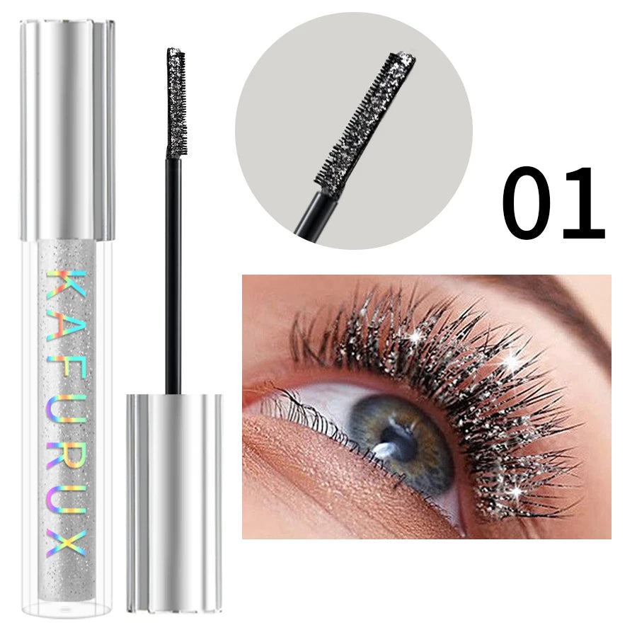 Mascara diamant pailleté waterproof séchage rapide volume et recourbant longue tenue yeux