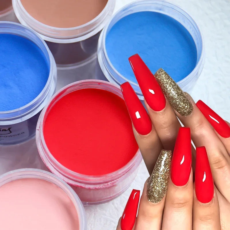 45g Large Acrylic Powder Red Brown Color Nail Extension Tip Engraving 3D Pattern Dust Powder Manicure Professional Nail Supplies