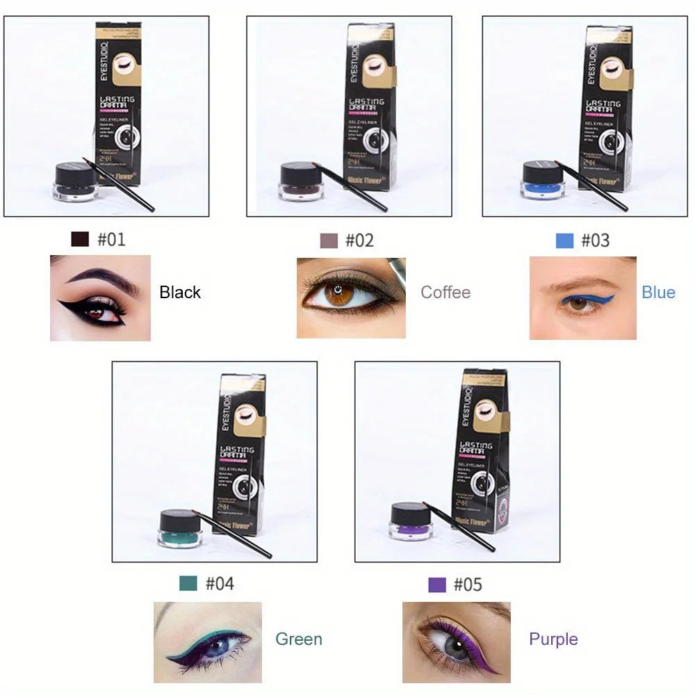 Eyeliner crème à la couleur riche, résistant à l'eau et aux bavures, maquillage facile à colorer (marron, bleu, violet, vert et noir)