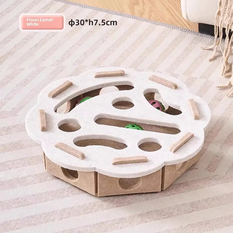 Felt Cat Puzzle Box with Ball – Interactive Hunting & Exercise Toy
