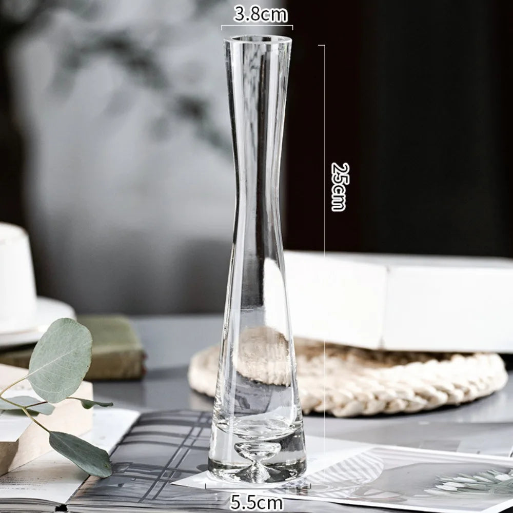 Elegant Slanted Glass Vase – European Style Hydroponic Flower Vase for Home Decor