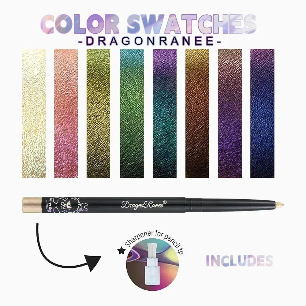 Eyeliner Pailleté– Multi-Chrome, Longue Tenue, Métallique, Ombre à Paupières Brillante, Teintes Vert et Violet