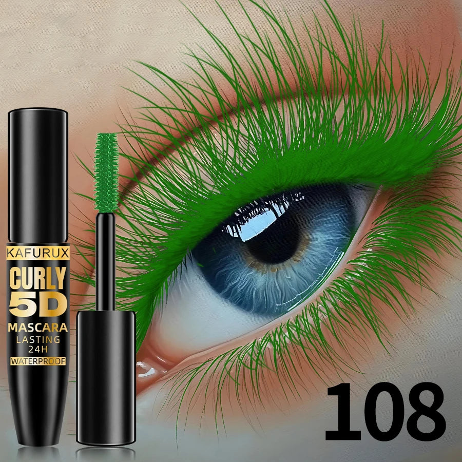 Mascara 5D fibres de soie 9 couleurs grands yeux waterproof allongeant anti-transpiration longue tenue violet, vert, noir maquillage coréen