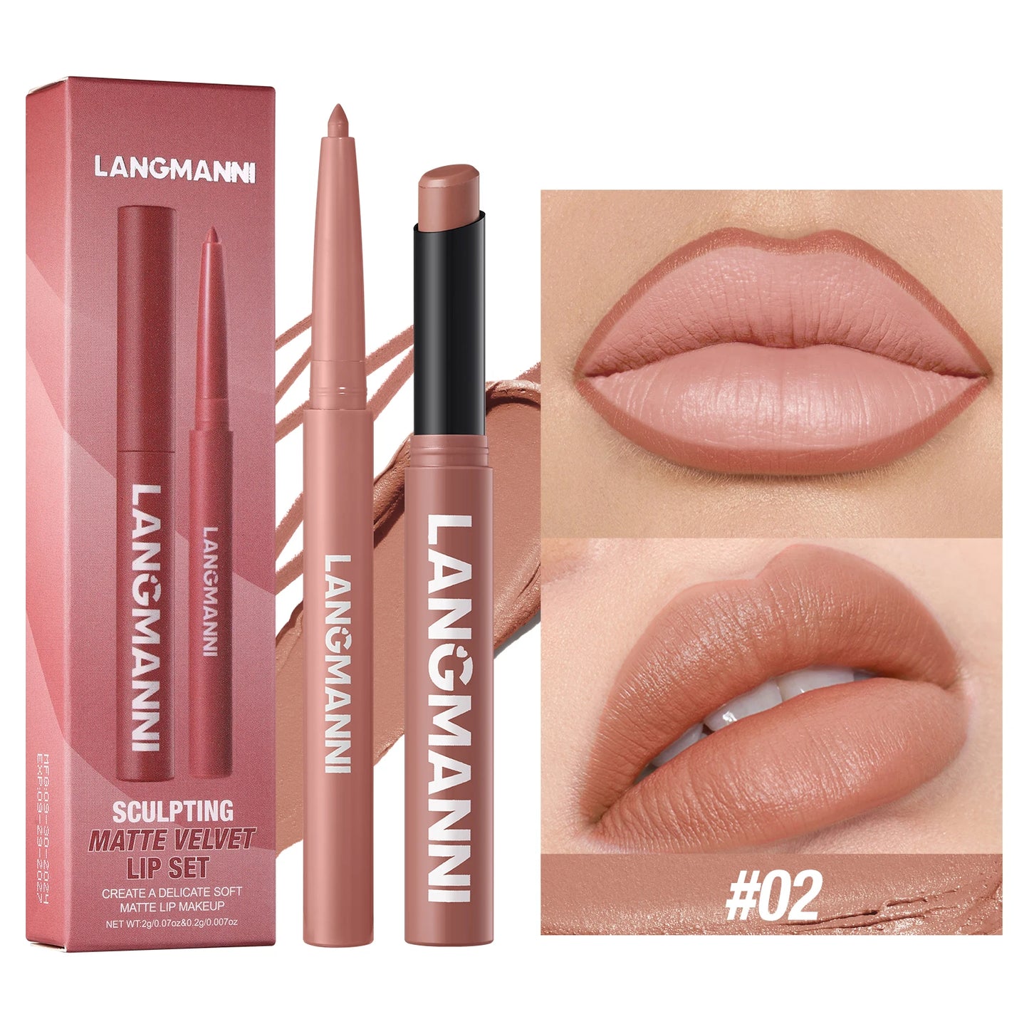 Set intégré rouge à lèvres + crayon contour waterproof – Tenue durable, sans bavure et sans transfert | Couleur longue durée | Facile à appliquer pour un maquillage lèvres parfait